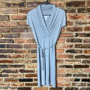 Design History Short Sleeve Surplice V-Neck Tie Waist Dress Women's Size small